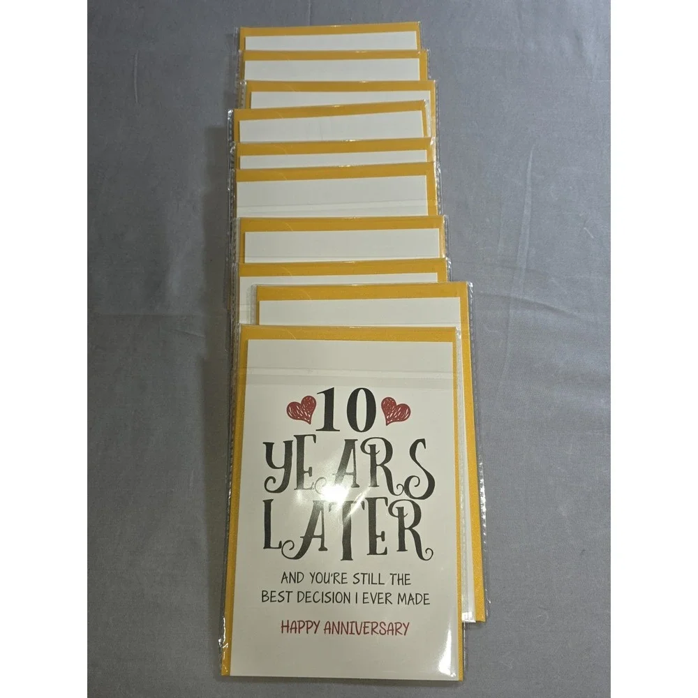 Lot of 10 Happy 10th Anniversary Greeting Cards w/ Envelopes Husband Wife New